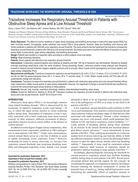 (PDF) Trazodone Increases the Respiratory Arousal Threshold in Patients ...