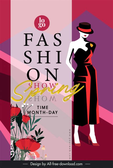 Fashion Show Flyer Classic Elegant Decor Vectors Images Graphic Art