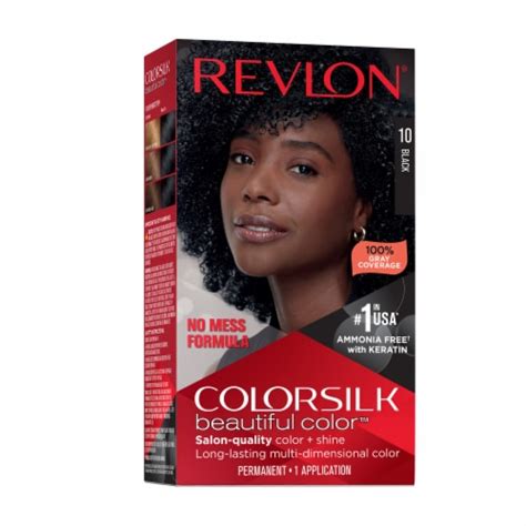 Revlon ColorSilk Beautiful Color Permanent Hair Color Shade 010 Black ...