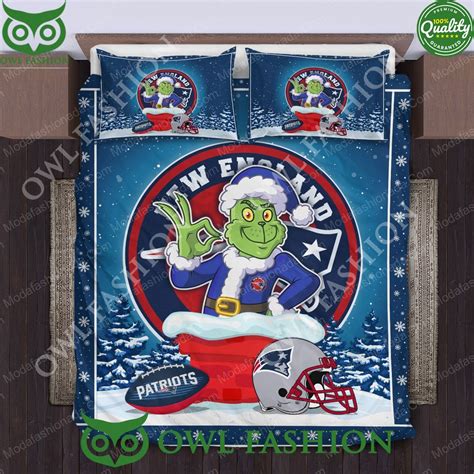 The Grinch NFL New England Patriots Christmas Bedding Sets Owl