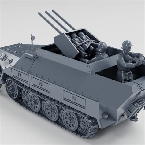 D Printable Half Track Sd Kfz Ausf D Fliegerabwehr