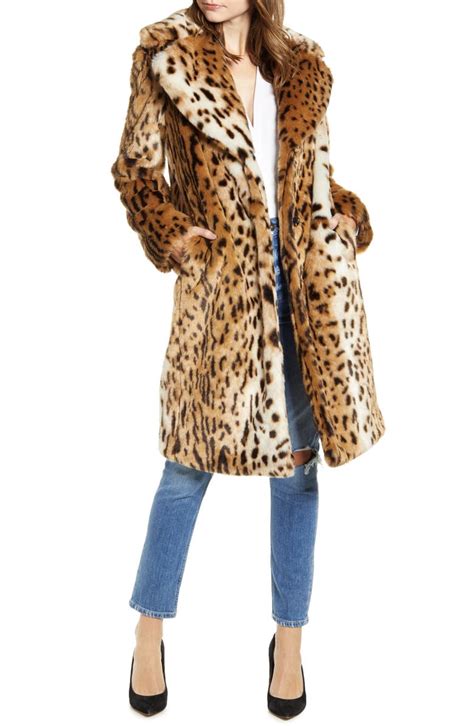 KENDALL + KYLIE Leopard Faux Fur Coat | Nordstrom