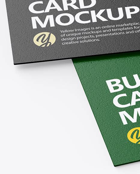 Textured Business Cards Mockup on Yellow Images Object Mockups