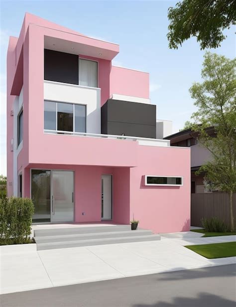 Premium Photo | Modern pink house architecture design with elegant ...