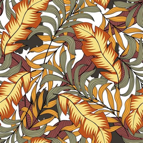 Motif Tropical Sans Soudure Botanique Avec Des Plantes Et Des Feuilles