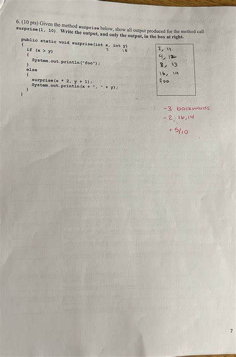 Solved 6 10 Pts Given The Method Surprise Below Show All Chegg