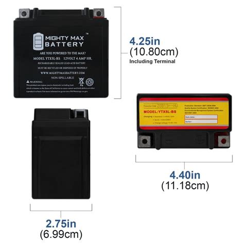 Ytx L Bs Volt Ah Cca Rechargeable Maintenance Free Sla Agm