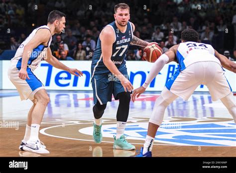 Luka Doncic Slovenia Guarded By Giannis Antetokounmpo And Kostas Papanikolaou Greece Fiba