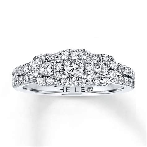 Leo Diamond 3 Stone Engagement Ring 7 8 Ct Tw 14k White Gold Kay