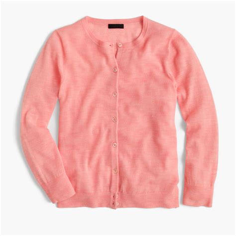 J Crew Italian Featherweight Cashmere Cardigan Sweater In Pink Lyst