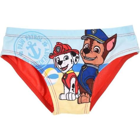 Slip de bain bébé et enfant garçon La Pat Patrouille Bleu et Rouge de