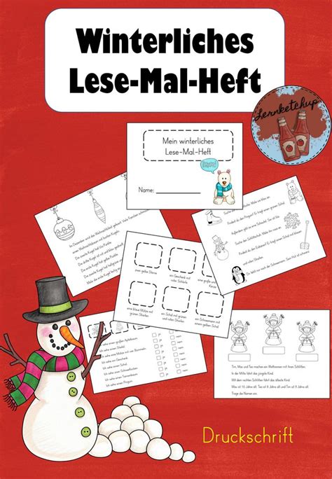 Winterliches Lese Mal Heft Druck Und Grundschrift