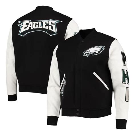 Black/White Logo Philadelphia Eagles Varsity Jacket - Jacket Makers