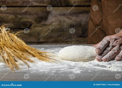 Cooking Bread Hands Kneading Raw Dough Culinary Cooking Bakery