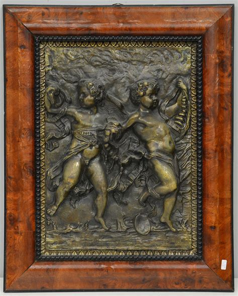 Placca In Bronzo Sec Xix Raffigurante Putti Cm X In Cornice