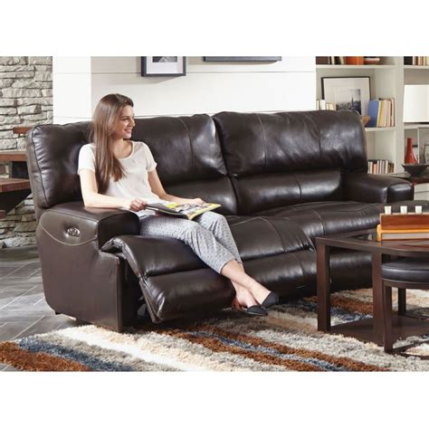 Catnapper Wembley Chocolate Power Headrest Power Lay Flat Reclining Sofa 64581