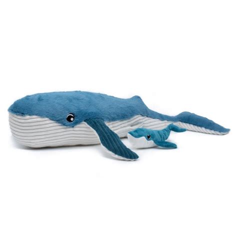 Peluche Ptipotos baleine géante et son bébé bleu