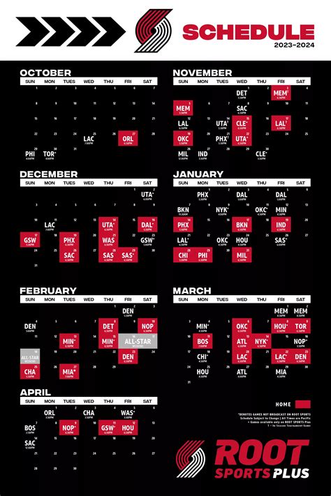 Portland Trail Blazers Schedule 2024 - Page Tricia