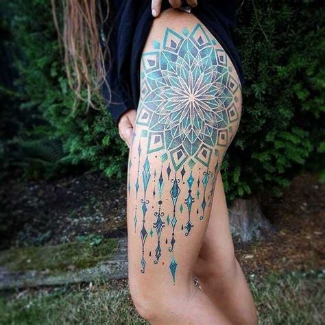 Blue And Teal Mandala Tattoo On The Hip Tattoogrid Net Ink Tattoo