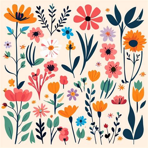 Premium Vector Botanical Vector Illustration Wildflower Set