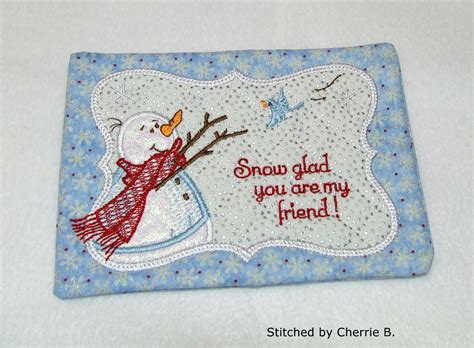 Snow Glad Mug Rug Omas Place Machine Embroidery Designs