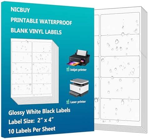 10 UP Labels 4x2 Inch Bottle Labels 150 Pcs Printable Glossy White