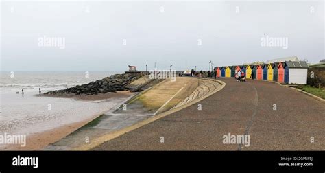 Colourful Beach Huts On The Sea Front In Winter At Dawlish Warren