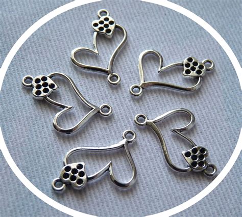 Heart Charm Heart Earring Connectors 2 Hole Charms For Etsy Heart