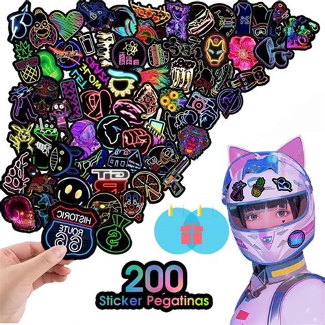 200 Sticker Pegatinas De Neón Para Motocicleta Laptop Coche Meses sin