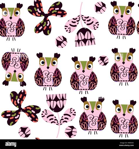 Owls Seamless Pattern Vector Stock Vector Image And Art Alamy