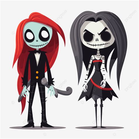 Jack Skellington And Sally Vector Sticker Clipart Two Cartoon Skeleton