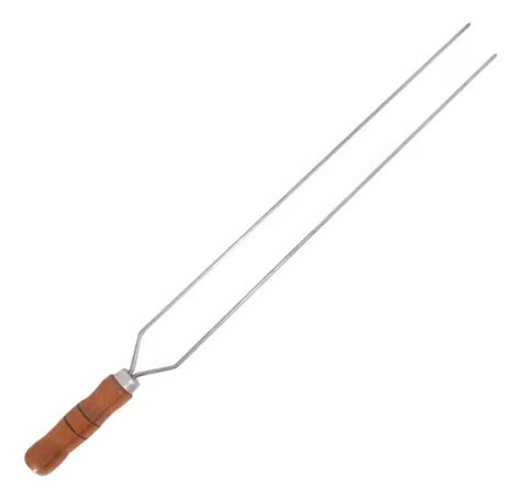 Espeto Churrasco Duplo 40cm Lâmina Inox Cabo Madeira Parcelamento