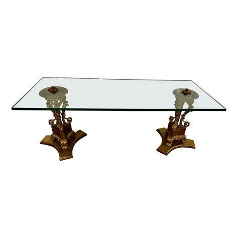 Hollywood Regency Gilt Ormolu And Glass Top Coffee Table For Sale At 1stdibs