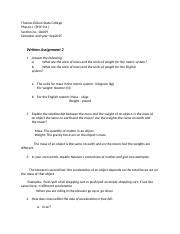 Written Assignment 2 Thomas Edison State College Physics I PHY 111