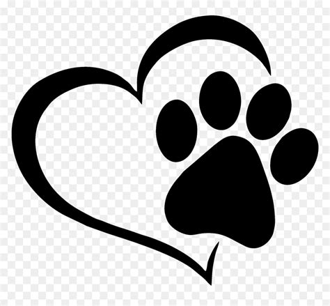 Transparent Paw Print - Black And White Dog Clip Art