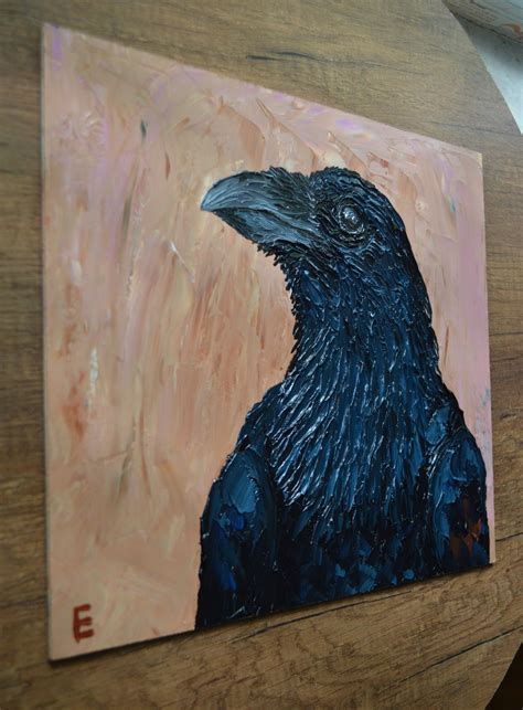 Original Gemälde Rabe Vogel Ölgemälde Wand Kunst Tiere Impasto Etsy