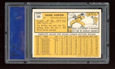 Hank Aaron 1963 Topps 390 PSA 9 MC Pristine Auction