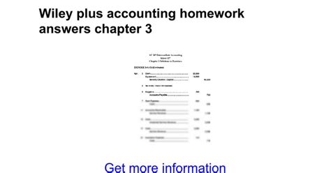 Wiley Plus Accounting Homework Answers Chapter 3 Google Docs