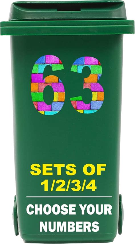 Pack Of Wheelie Bin Numbers For Bins Multicolour Brick