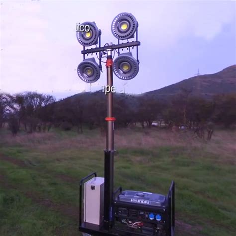 4 2m Pneumatic Telescopic Mast LED Mobile Lighting Tower