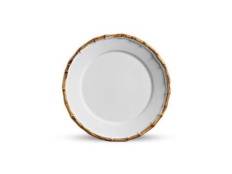 Conjunto Pratos Raso Bambu Branco E Natural Borda Grossa Scalla