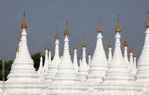 White Stupas At Kuthodaw Pagoda In Mandalay Myanamar Burma This