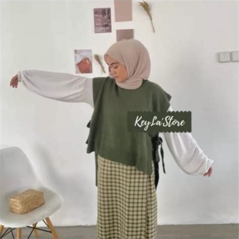 Jual Vest Rompi Tali Rajut Terbaru Kekinian Cardigan Rajut Rompi