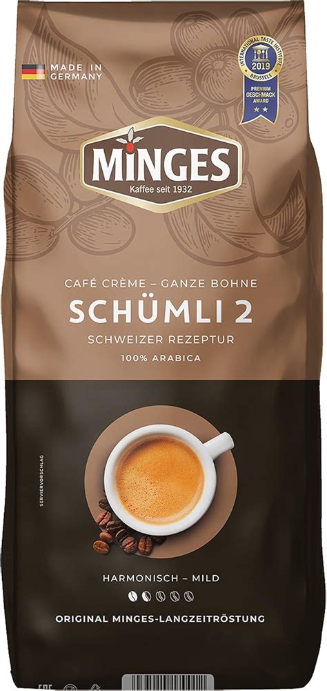 Minges Café Crème Schümli 2 Swiss Recipe Whole Beans 1000g Amazon