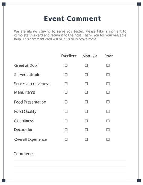 Free Printable Comment Card Template At Designtemplates In 2024 Card