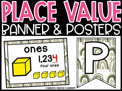 Place Value Posters And Banners Boho Rainbow 1 Classroom Decor