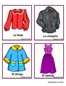 Flash Cards Las Prendas De Vestir Articles Of Clothing Tpt