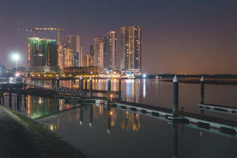 Danga Bay Skyline at Night stock image. Image of modern - 159183561