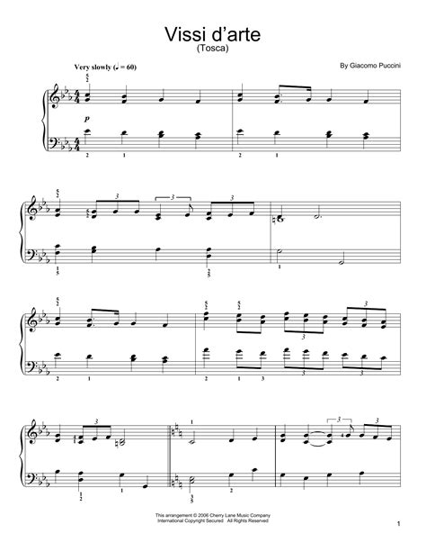 Vissi D Arte By Giacomo Puccini Sheet Music For Easy Piano At Sheet