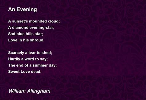 An Evening Poem By William Allingham Poem Hunter